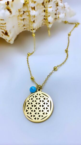 ÇELİK YAŞAM ÇİÇEĞİ KOLYESİ