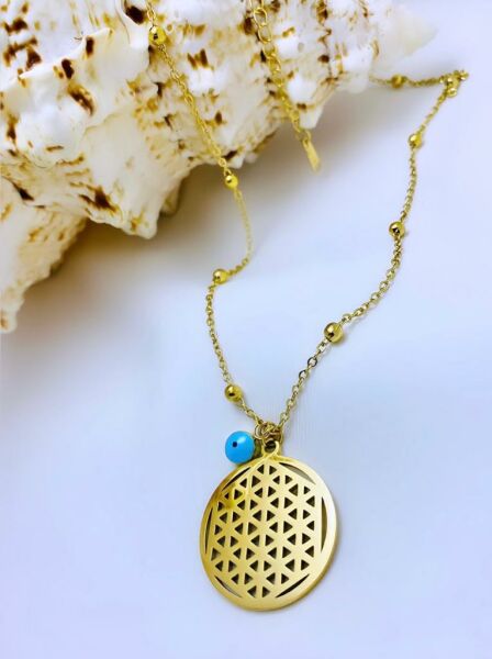 ÇELİK YAŞAM ÇİÇEĞİ KOLYESİ