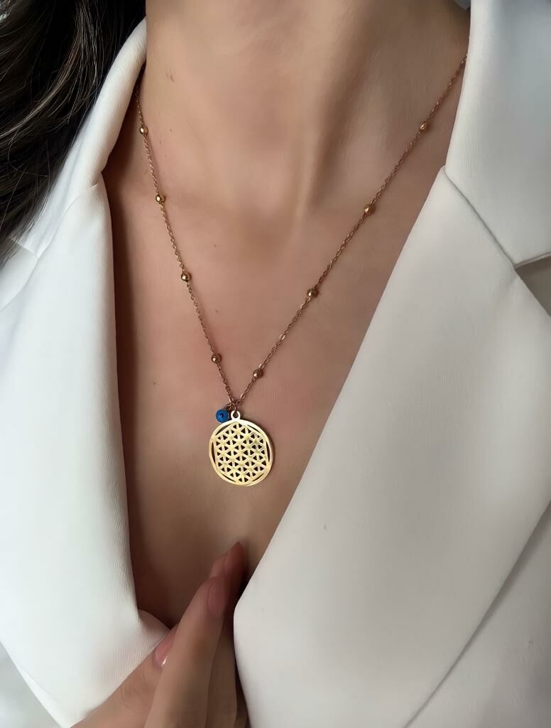 ÇELİK YAŞAM ÇİÇEĞİ KOLYESİ