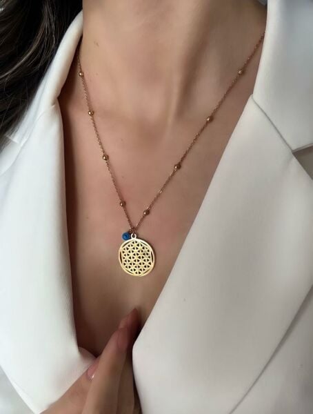 ÇELİK YAŞAM ÇİÇEĞİ KOLYESİ