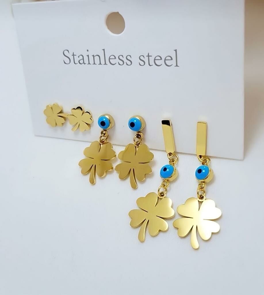 ÇELİK ÇOKLU YONCA KÜPE SETİ