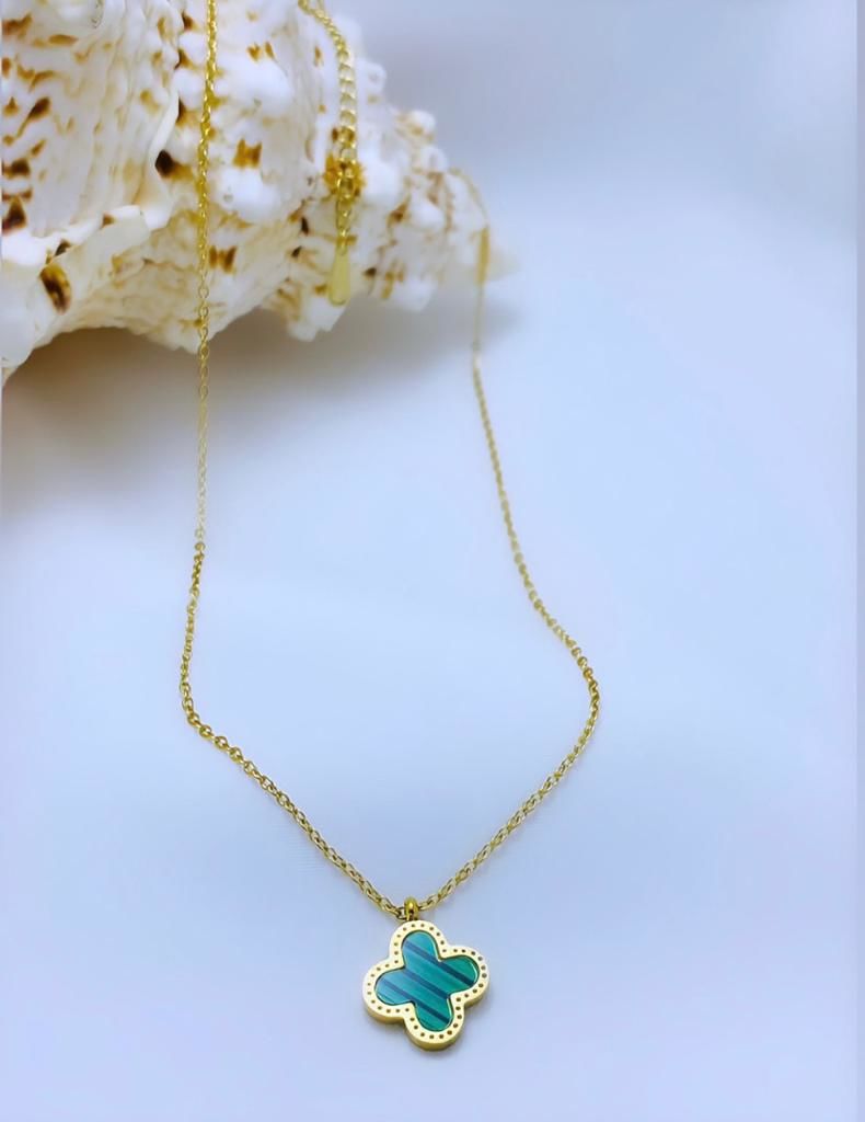 ÇELİK SEDEF TAŞLI KOLYE