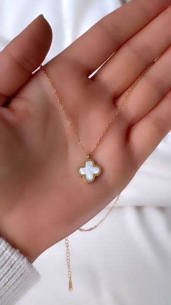 ÇELİK SEDEF TAŞLI KOLYE