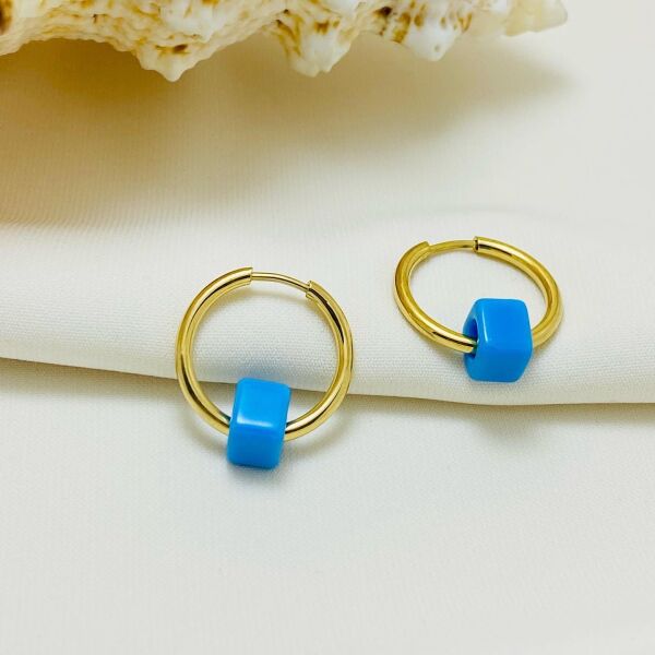 ÇELİK NAZAR BONCUKLU HALKA KÜPE