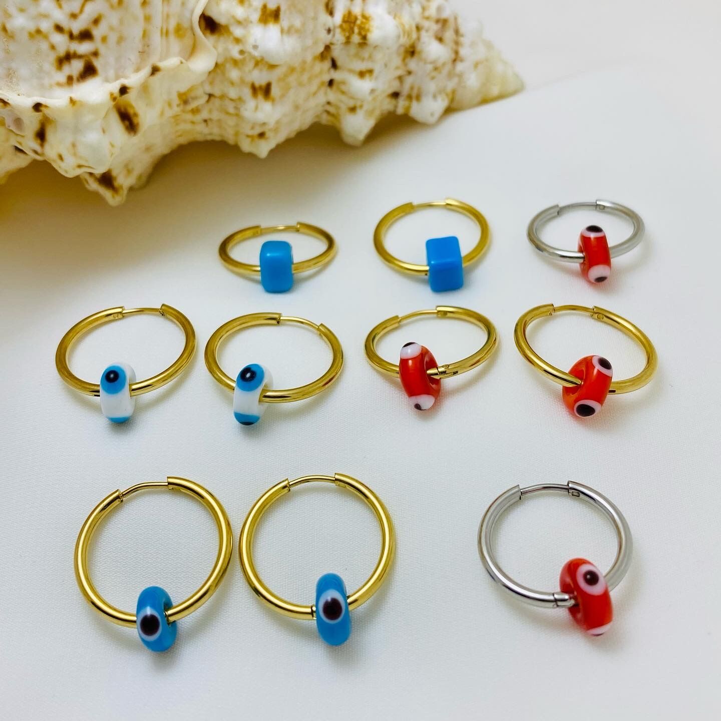 ÇELİK NAZAR BONCUKLU HALKA KÜPE