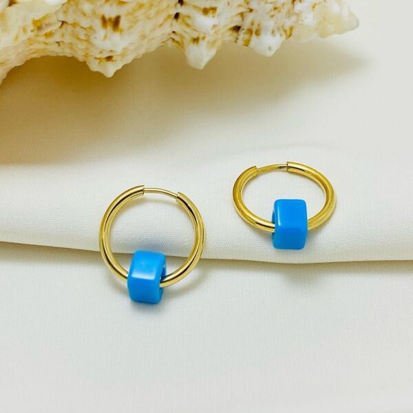 ÇELİK NAZAR BONCUKLU HALKA KÜPE