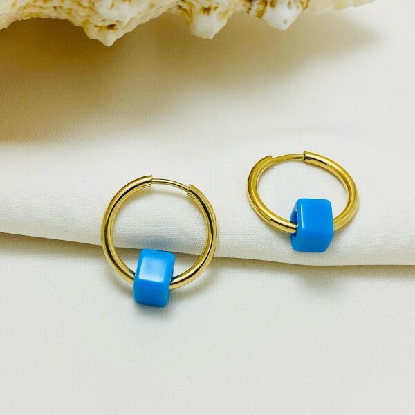 ÇELİK NAZAR BONCUKLU HALKA KÜPE