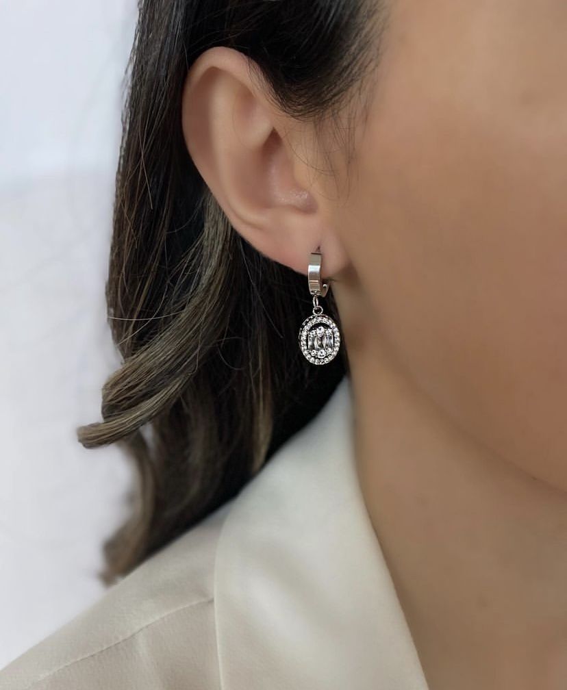 Çelik Zirkon Taşlı Küpe