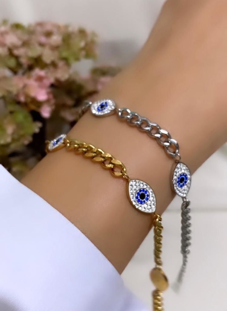ÇELİK ZİRKON TAŞLI GÖZ BİLEKLİK