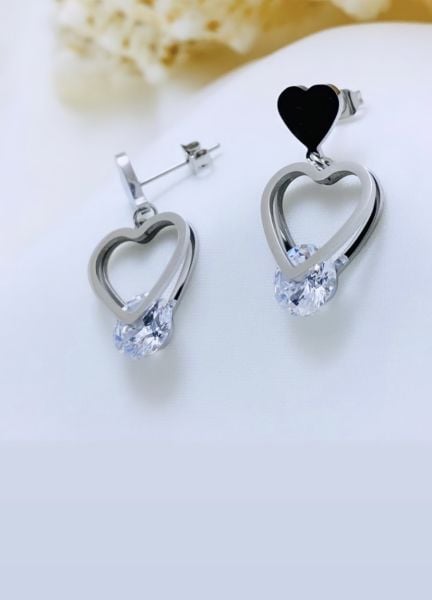 ÇELİK ZİRKON TAŞLI  KALP KÜPE