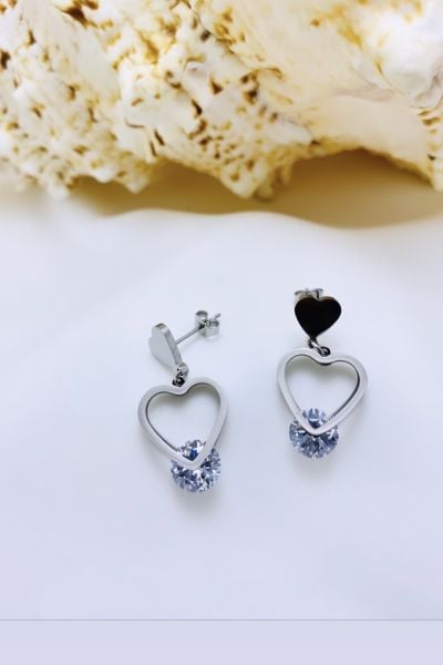 ÇELİK ZİRKON TAŞLI  KALP KÜPE