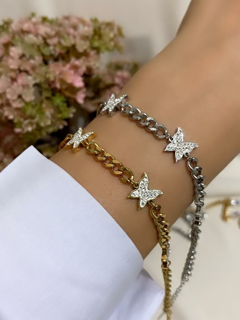 ÇELİK ZİRKON TAŞLI KELEBEK BİLEKLİK