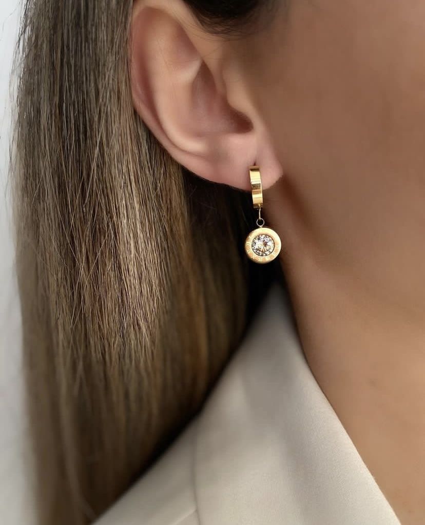 Çelik Zirkon Taşlı Küpe