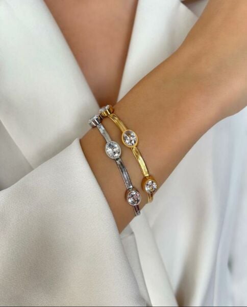 ÇELİK ZİRKON TAŞLI BİLEKLİK