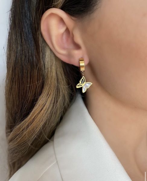 Çelik Sedef Taşlı Küpe