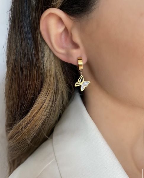 Çelik Sedef Taşlı Küpe