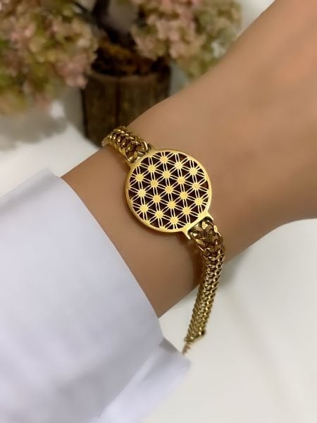 ÇELİK YAŞAM ÇİÇEĞİ BİLEKLİĞİ