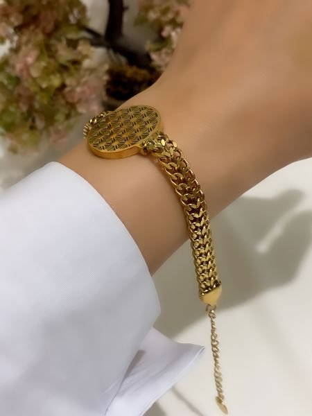 ÇELİK YAŞAM ÇİÇEĞİ BİLEKLİĞİ