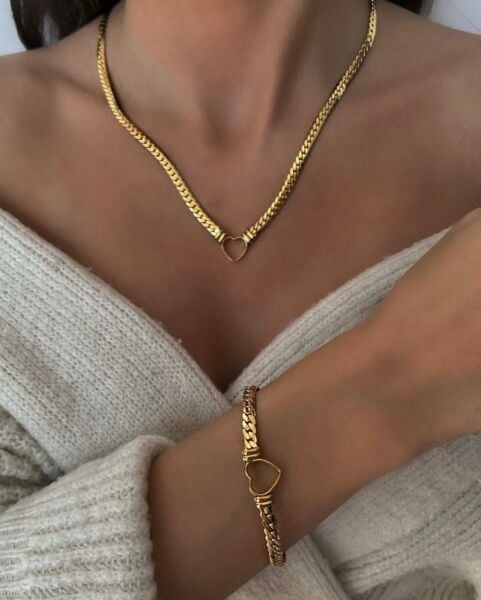 ÇELİK KALP DETAY TAKI SETİ