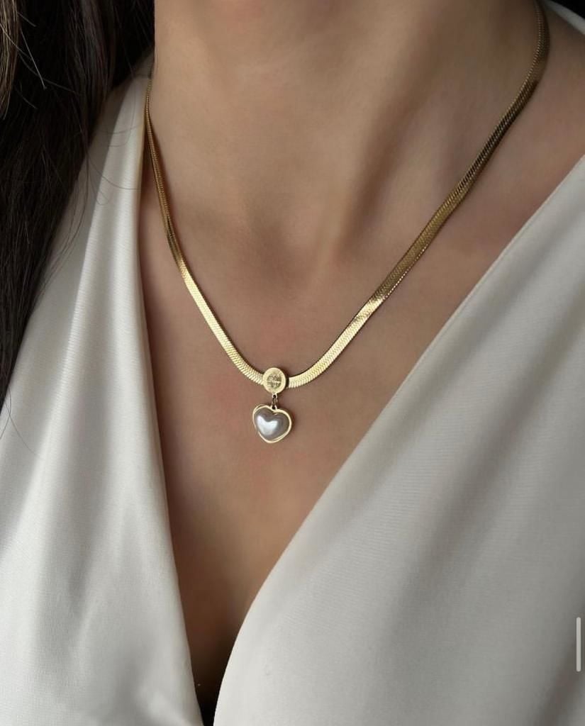 ÇELİK SEDEF TAŞLI KOLYE