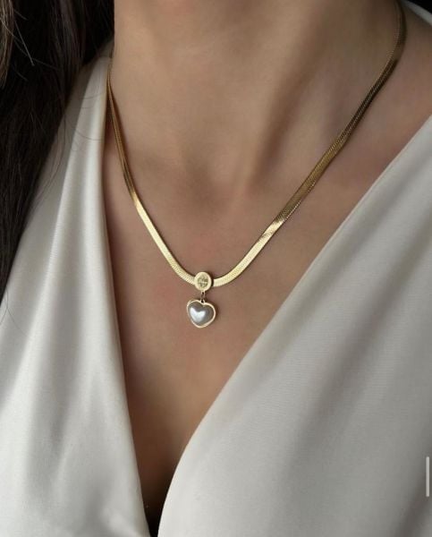 ÇELİK SEDEF TAŞLI KOLYE