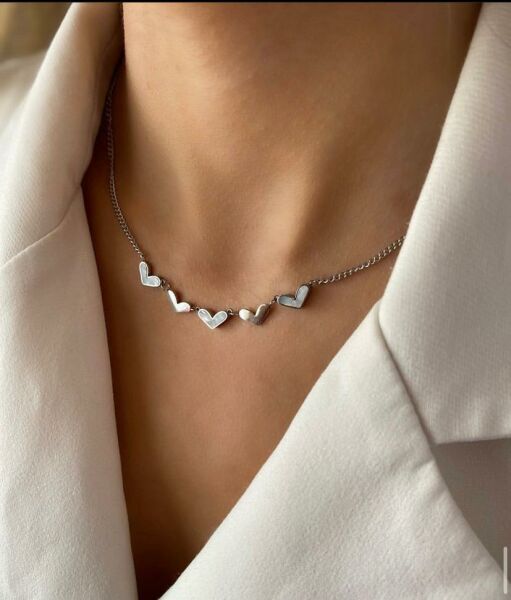 ÇELİK SEDEF  TAŞLI KOLYE