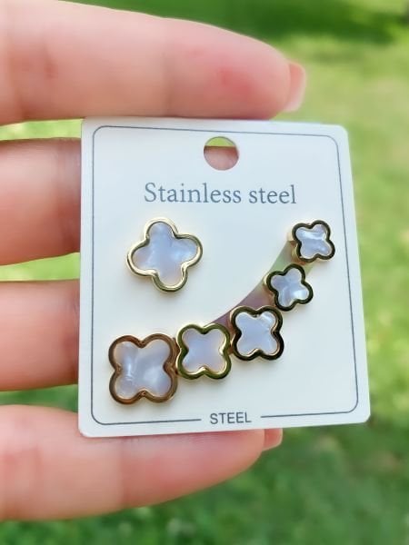 ÇELİK SEDEF TAŞLI ÇOKLU KÜPE