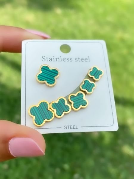 ÇELİK SEDEF TAŞLI ÇOKLU KÜPE