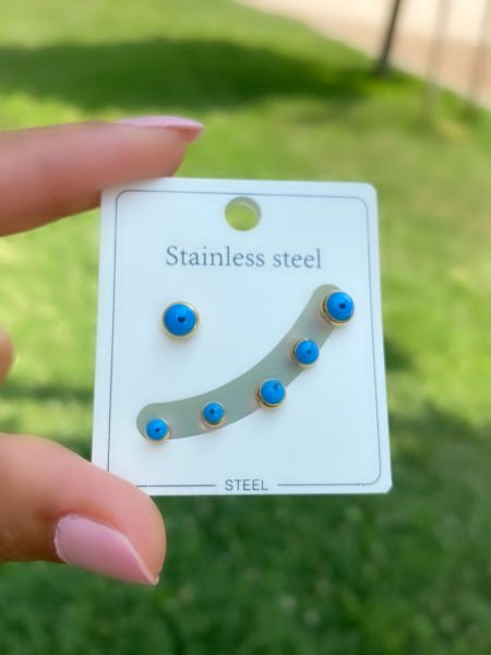 ÇELİK NAZAR BONCUKLU ÇOKLU KÜPE