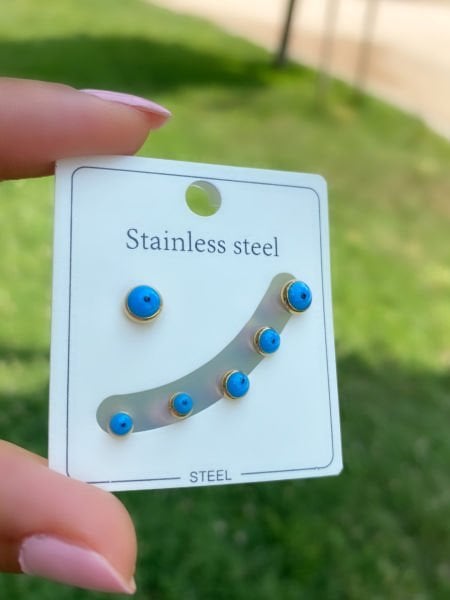 ÇELİK NAZAR BONCUKLU ÇOKLU KÜPE