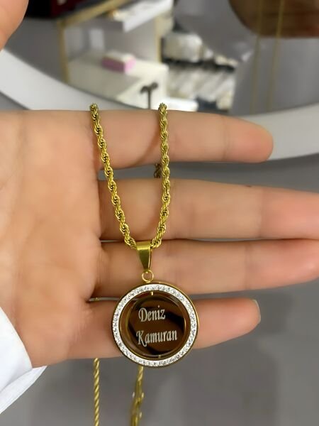 Çelik Kişiye Özel Dönen Kolye