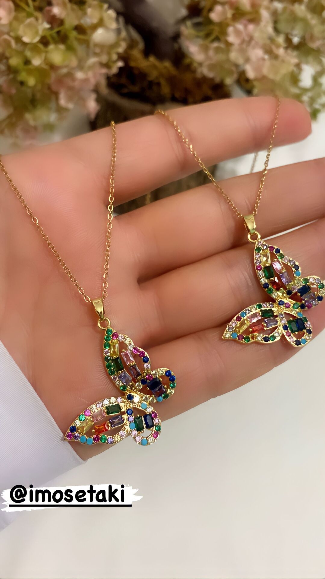 ÇELİK RENKLİ ZİRKON TAŞLI KELEBEK KOLYE