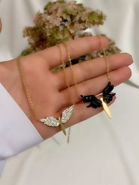 ÇELİK ZİRKON TAŞLI MİKAİL MELEĞİ KOLYESİ