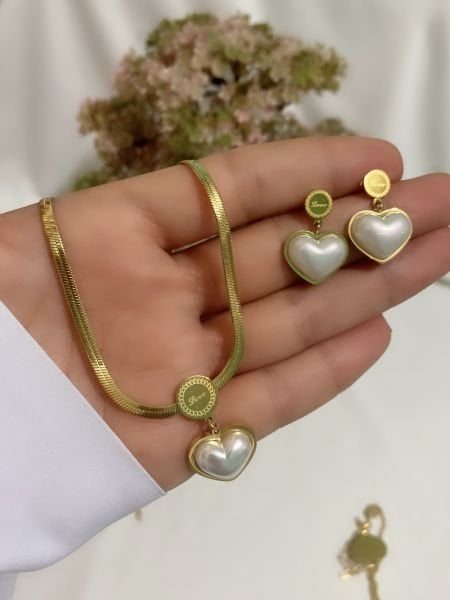 ÇELİK SEDEF TAŞLI TAKI SETİ