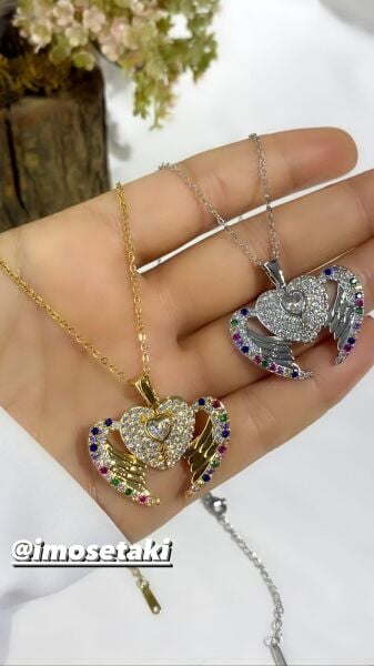 Çelik Melek Kanadı Kolye