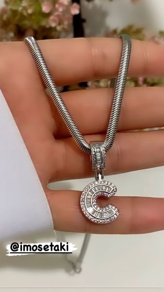 ÇELİK ZİRKON TAŞLI HARF KOLYE