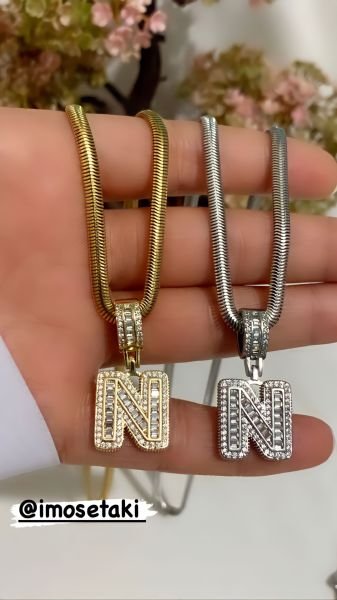 ÇELİK ZİRKON TAŞLI HARF KOLYE