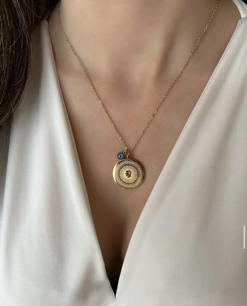 ÇELİK NAZAR BONCUKLU ÇEYREK KOLYE