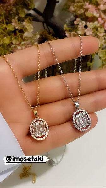 ÇELİK ZİRKON TAŞLI BAGET KOLYE