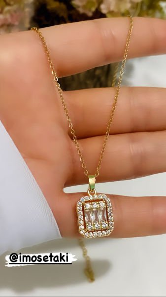 ÇELİK ZİRKON TAŞLI BAGET KOLYE