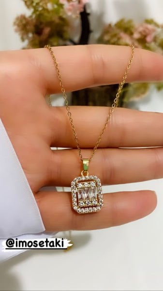 ÇELİK ZİRKON TAŞLI BAGET KOLYE