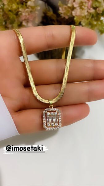 ÇELİK ZİRKON TAŞLI BAGET KOLYE