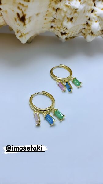 RENKLİ ZİRKON TAŞLI SHAKİRA KÜPE