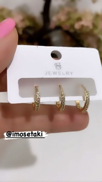 ZİRKON TAŞLI 3 LÜ HALKA KÜPE SETİ