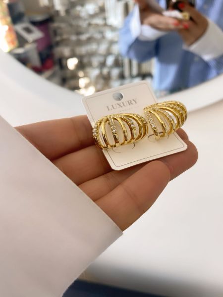 Çelik Zirkon Taşlı Küpe