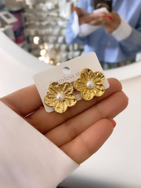 Çelik İncili Küpe