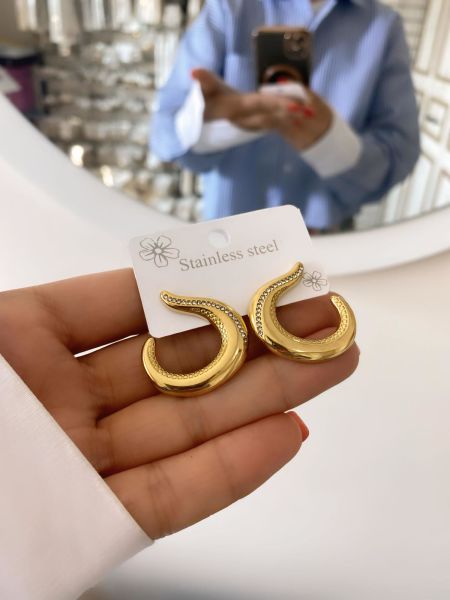 Çelik Zirkon Taşlı Küpe