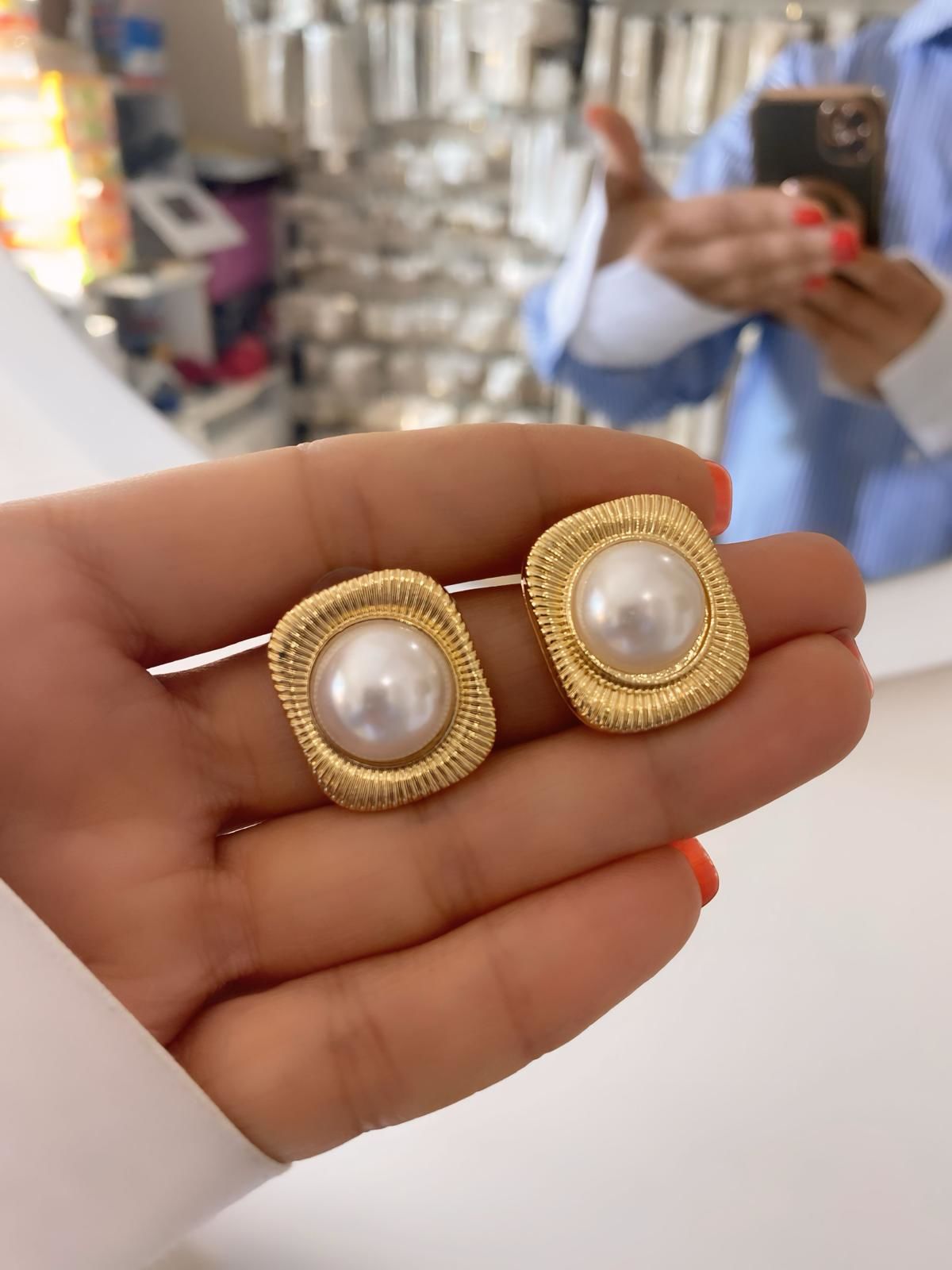 Çelik İncili Küpe