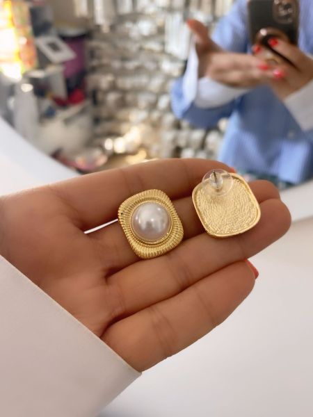 Çelik İncili Küpe