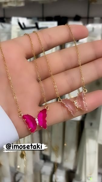 ÇELİK RENKLİ ZİRKON KELEBEK KOLYE